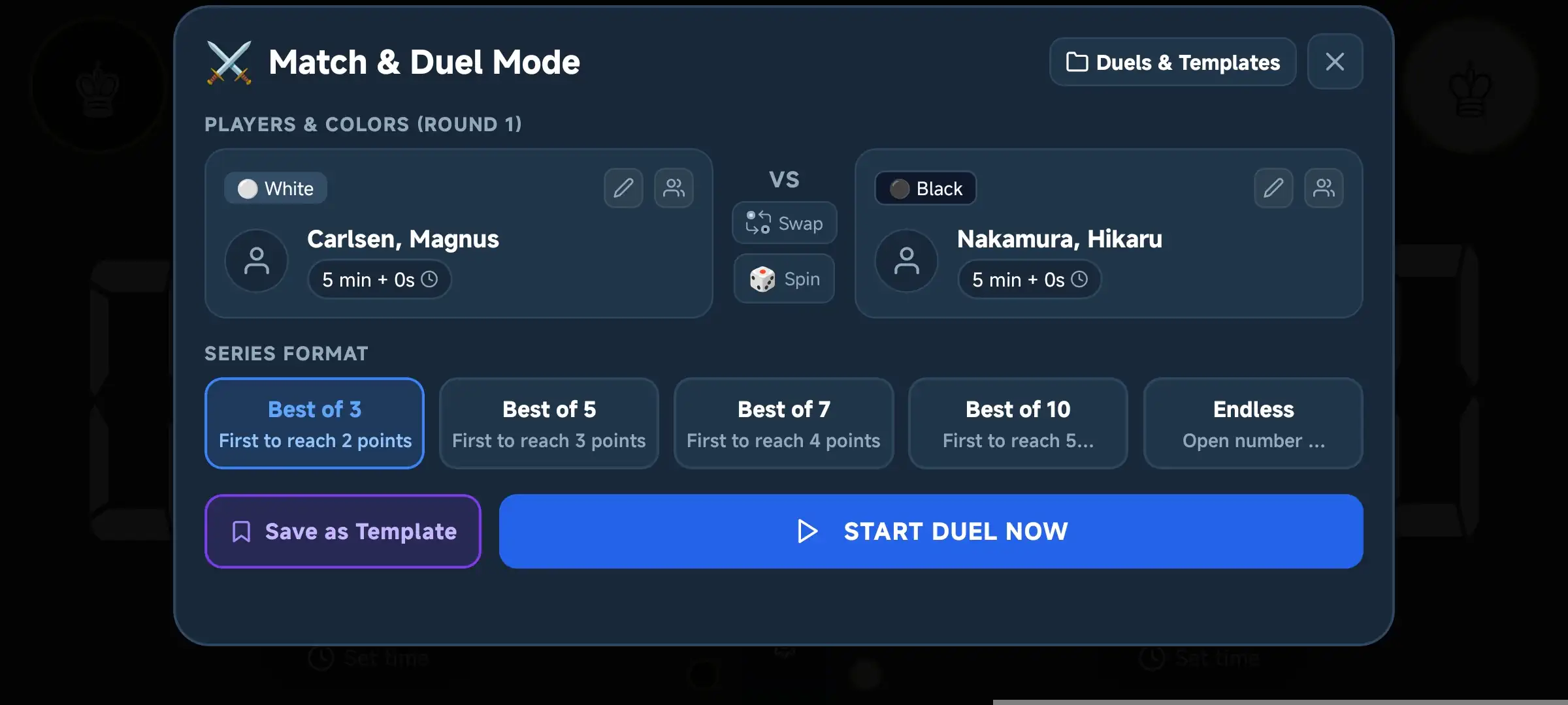 Neu in V1.5: Match- & Duell-Modus